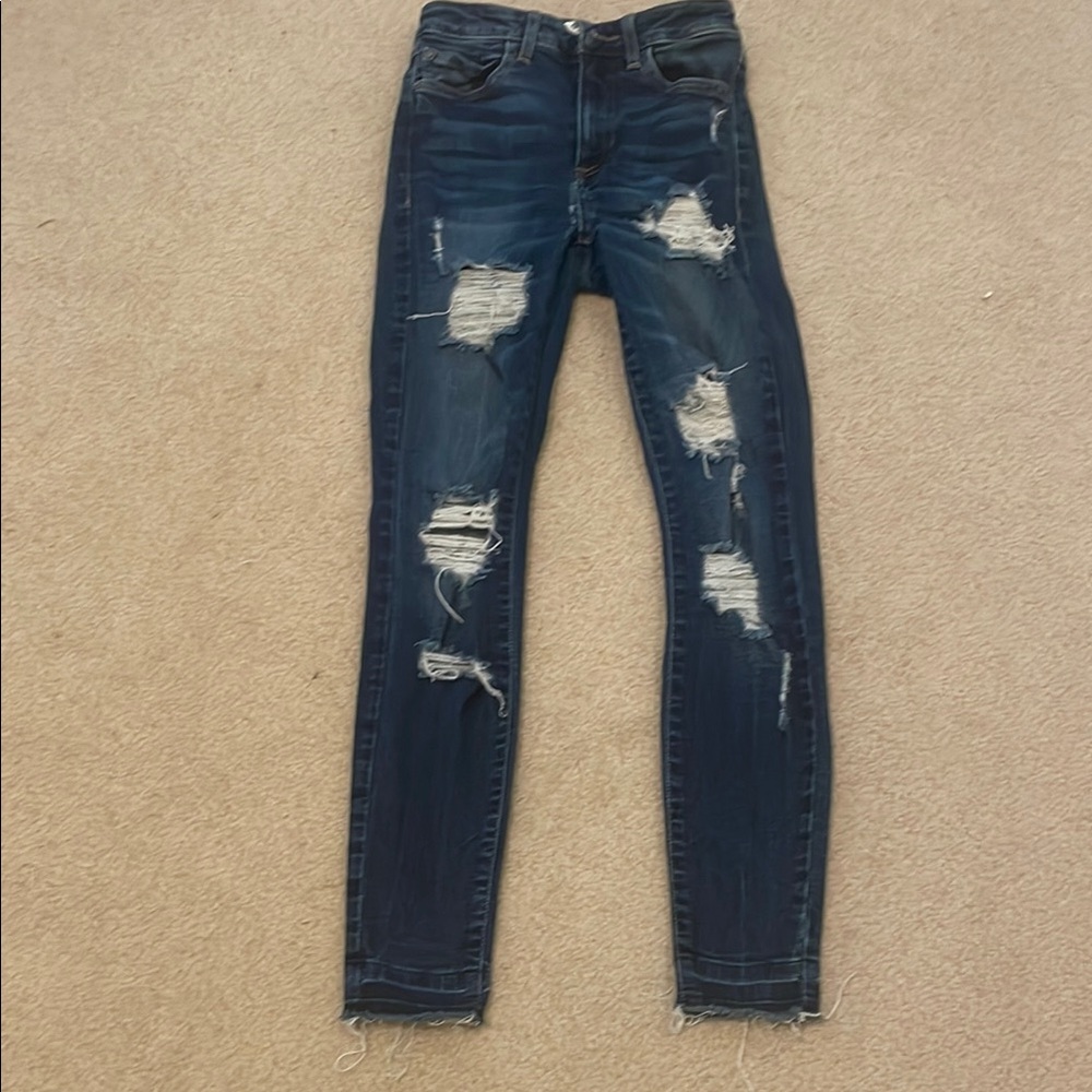 Guess Blue Skinny Jeans with Distressed Details
